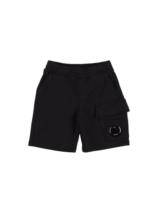 C.P. Company: Cotton sweat shorts - Siyah - kids-boys_0 | Luisa Via Roma