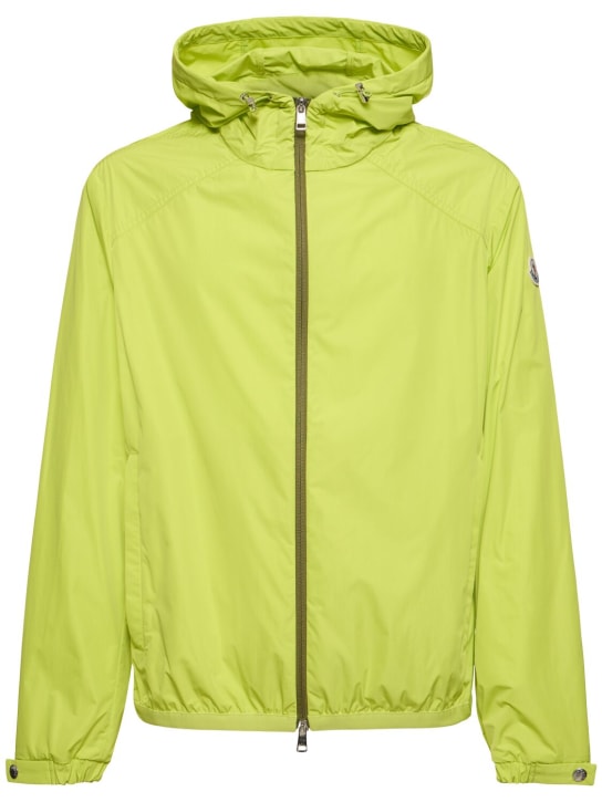 Moncler: Clapier tech hooded jacket - Lime Green - men_0 | Luisa Via Roma