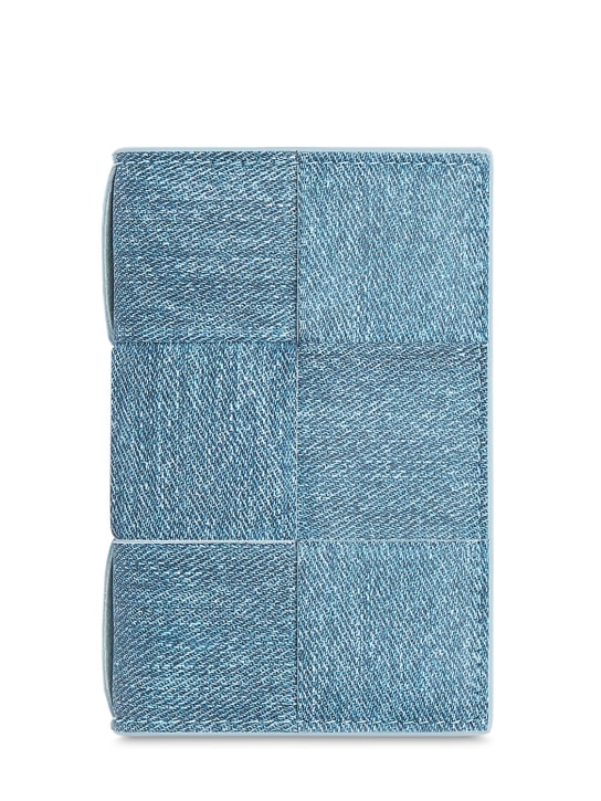 Bottega Veneta: Porte-cartes à rabat en cuir Cassette - Bleu Mélangé - men_0 | Luisa Via Roma