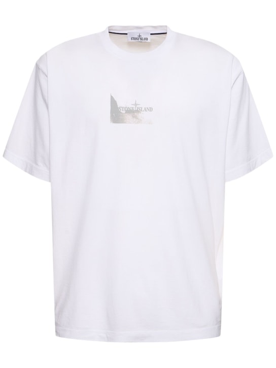 Stone Island: T-shirt con logo - Bianco - men_0 | Luisa Via Roma