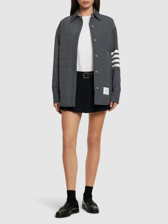 Thom Browne: Quilted tech down jacket - Grey/White - women_1 | Luisa Via Roma