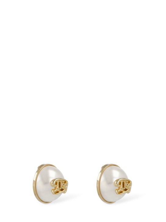Dsquared2: Boucles d'oreilles clip en fausses perles Dsq2 - Blanc/Or - men_1 | Luisa Via Roma