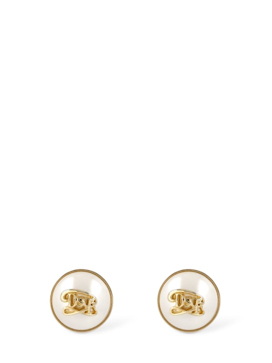 Dsquared2: Dsq2 faux pearl clip-on earrings - White/Gold - men_0 | Luisa Via Roma