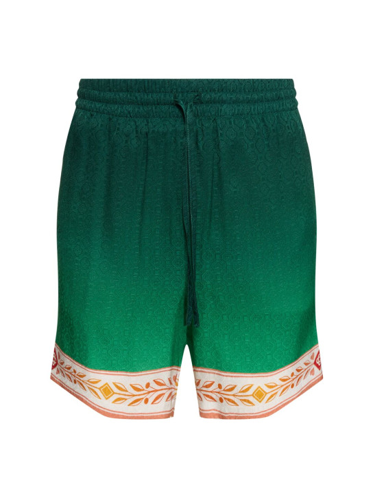 Casablanca: Shorts de seda estampados - Verde - men_0 | Luisa Via Roma