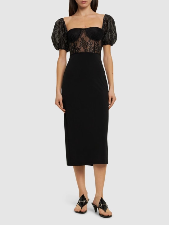 Weworewhat: Lace midi corset dress - Black - women_1 | Luisa Via Roma