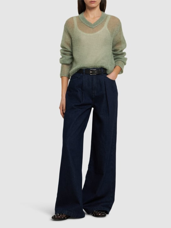 Weworewhat: Jean plissé en coton taille haute - Bleu - women_1 | Luisa Via Roma