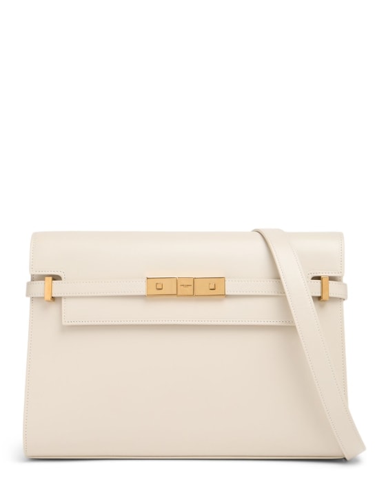 Saint Laurent: Manhattan box leather bag - Crema Soft - women_0 | Luisa Via Roma