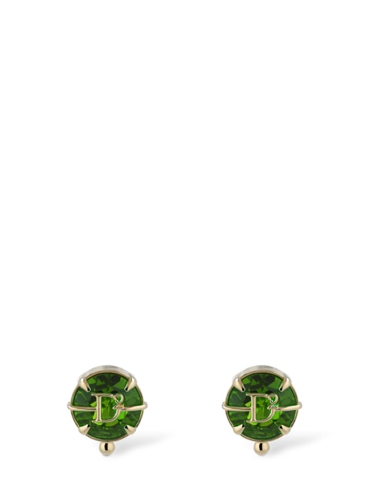 Dsquared2: D2 crystal clip-on earrings - Green/Gold - women_0 | Luisa Via Roma