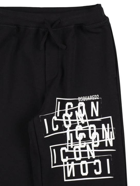 Dsquared2: Pantalones deportivos de algodón con estampado - Negro - kids-girls_1 | Luisa Via Roma