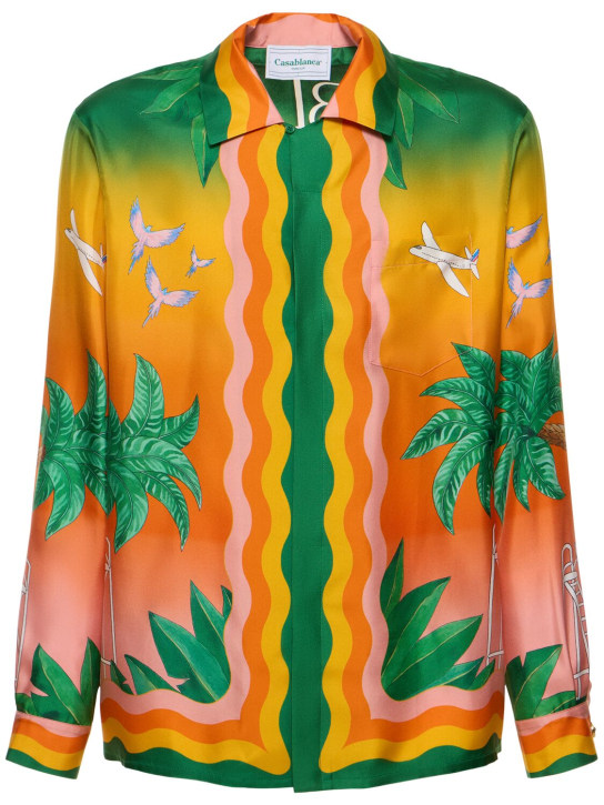 Casablanca: Tennis Club print silk shirt - Multicolor - men_0 | Luisa Via Roma