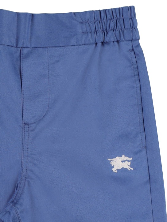 Burberry: Short en coton à logo - Bleu - kids-boys_1 | Luisa Via Roma