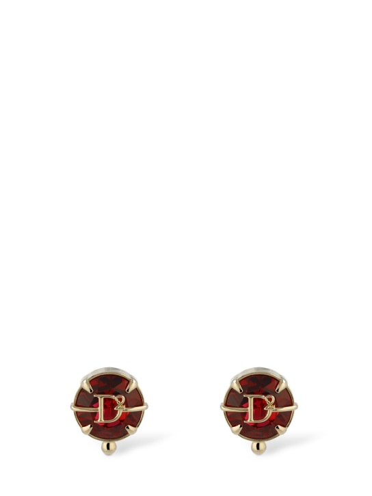 Dsquared2: D2 crystal clip-on earrings - Pink/Gold - women_0 | Luisa Via Roma