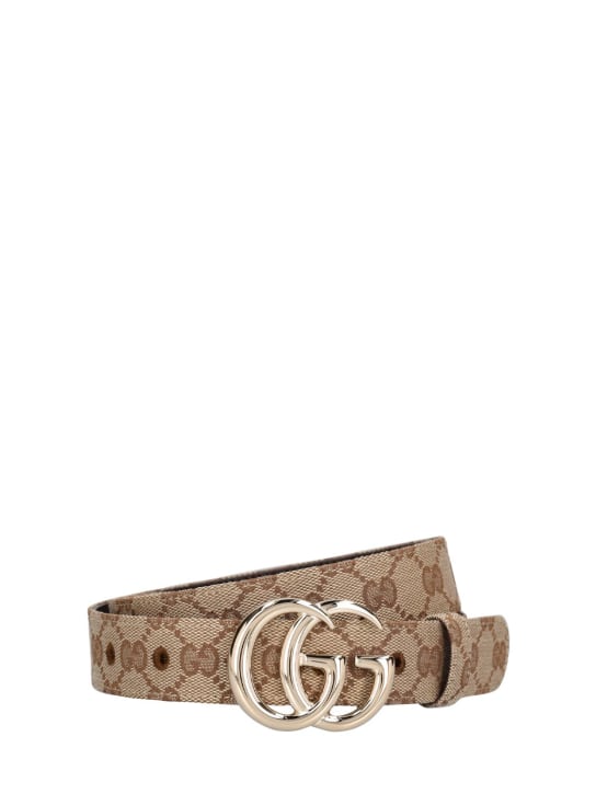 Gucci: Cintura GG Marmont in tela 30mm - Ebano - women_0 | Luisa Via Roma