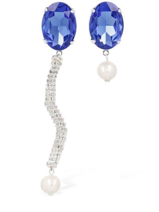 Magda Butrym: Asymmetrical pearl & crystal earrings - Blue - women_0 | Luisa Via Roma