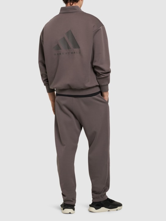 adidas Originals: Basketball half-zip sweatshirt - Brown - men_1 | Luisa Via Roma