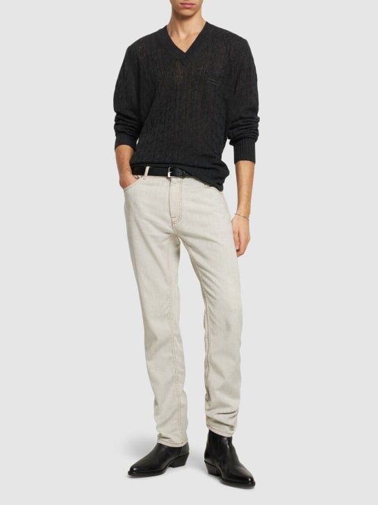 Etro: Cotton denim straight jeans - Light Grey - men_1 | Luisa Via Roma