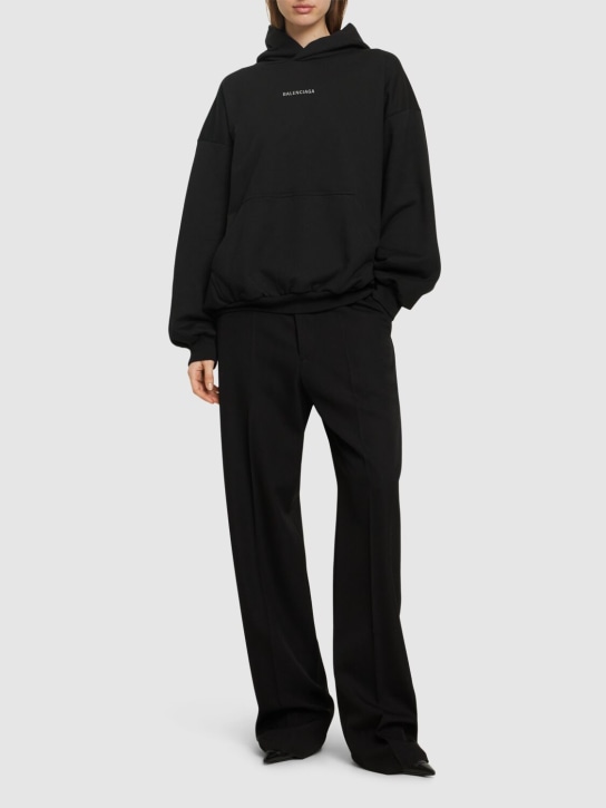Balenciaga: Reflective logo cotton hoodie - Washed Black - women_1 | Luisa Via Roma