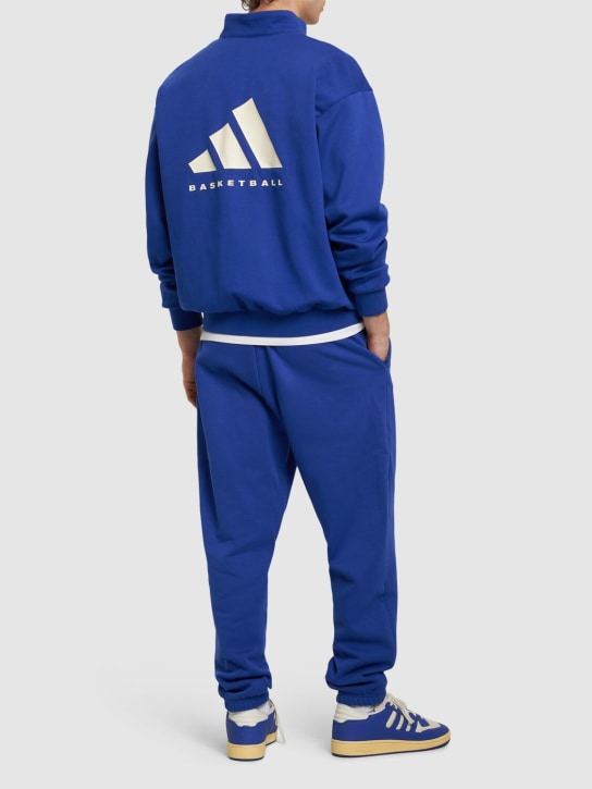 adidas Originals: Basketball half-zip sweatshirt - Blue - men_1 | Luisa Via Roma