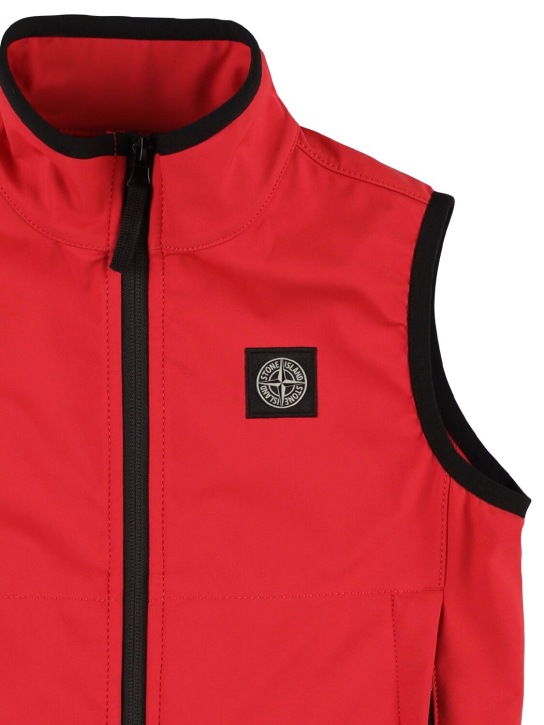 Stone Island: Softshell nylon vest w/ logo patch - Red - kids-boys_1 | Luisa Via Roma