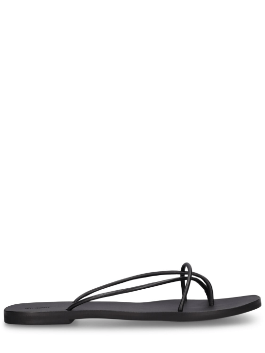 St. Agni: 5mm Rouleau leather thong sandals - Siyah - women_0 | Luisa Via Roma