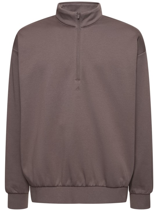adidas Originals: Sweatshirt mit halbem Zipper "Basketball“ - Braun - men_0 | Luisa Via Roma