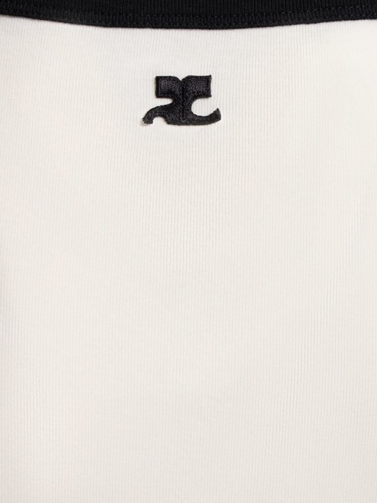 Courrèges: Logo embroidery cotton tank top w/buckle - men_3 | Luisa Via Roma