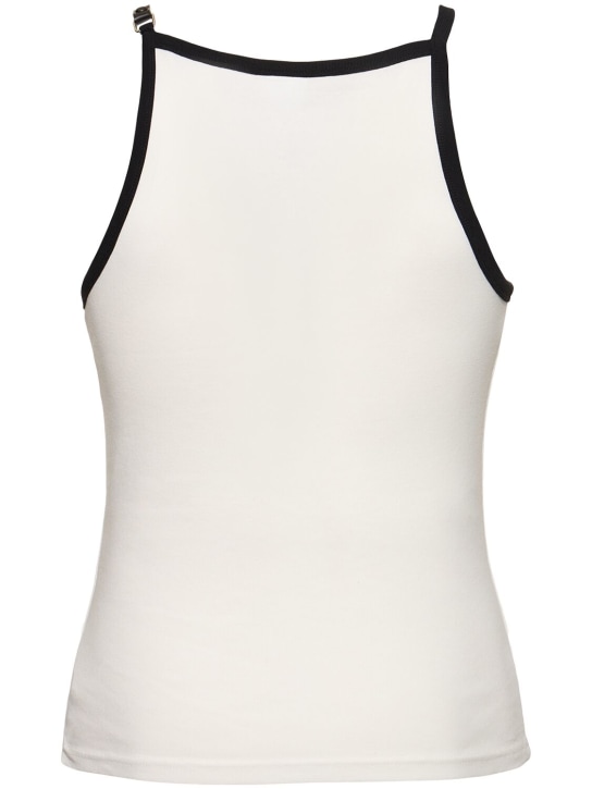 Courrèges: Logo embroidery cotton tank top w/buckle - men_4 | Luisa Via Roma