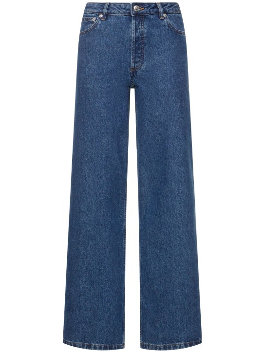 A.P.C.: Jeans dritti Elisabeth in denim di cotone - Blu - women_0 | Luisa Via Roma