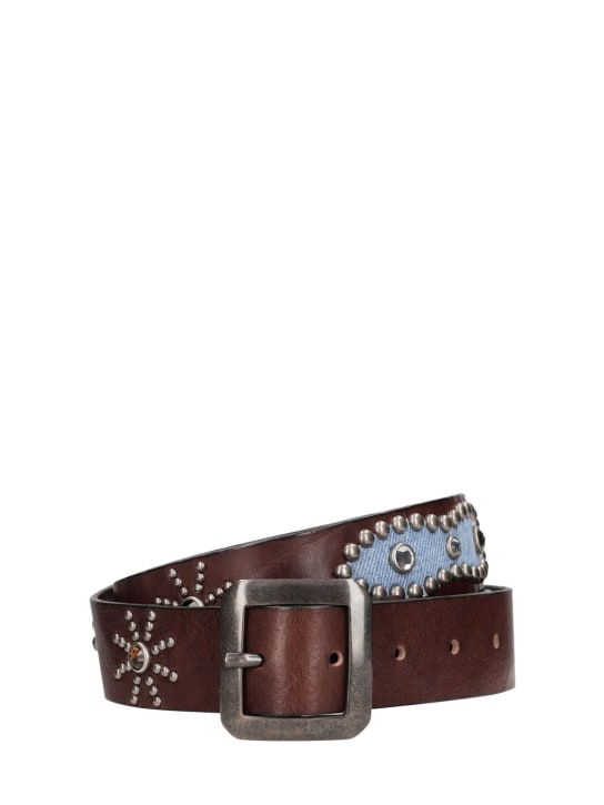 HTC Los Angeles: 4cm LA Studded leather belt - Brown - women_0 | Luisa Via Roma
