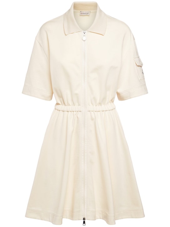 Moncler: Cotton polo shirt dress - White - women_0 | Luisa Via Roma