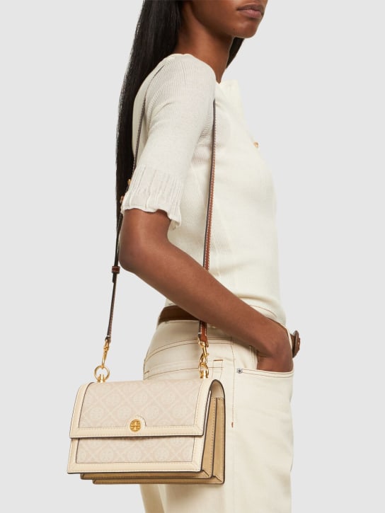 Tory Burch: Small T monogram canvas shoulder bag - women_1 | Luisa Via Roma