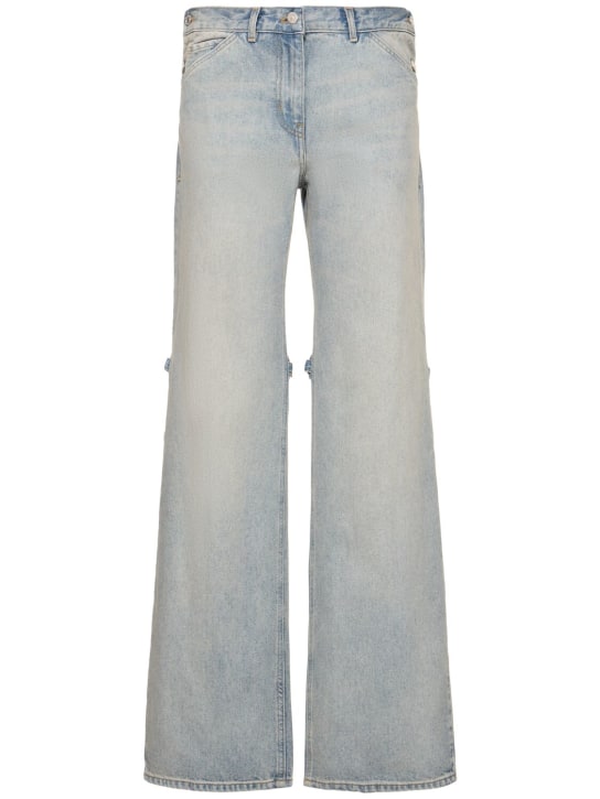 Courreges: Jeans baggy fit Sailor in denim di cotone - Blu - women_0 | Luisa Via Roma
