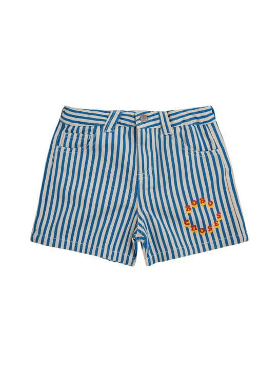 Bobo Choses: Shorts aus gewebter Baumwolle mit Streifen - Weiß/Blau - kids-boys_0 | Luisa Via Roma