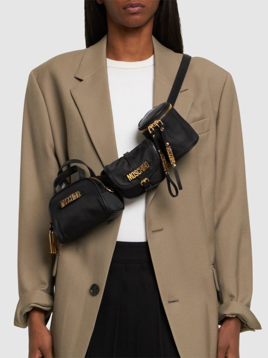 Moschino: Multi-pocket nylon belt bag - Black - women_1 | Luisa Via Roma
