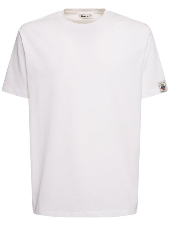 Bally: Cotton logo t-shirt - Bianco - men_0 | Luisa Via Roma