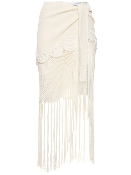 Weworewhat: Sarong en crochet de coton mélangé à franges - Blanc - women_0 | Luisa Via Roma