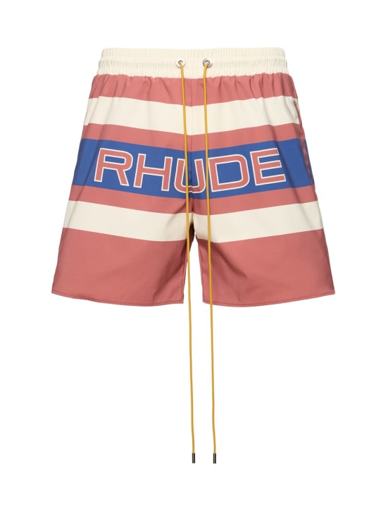 RHUDE: Pavil Racing shorts - Turuncu/Ivory - men_0 | Luisa Via Roma