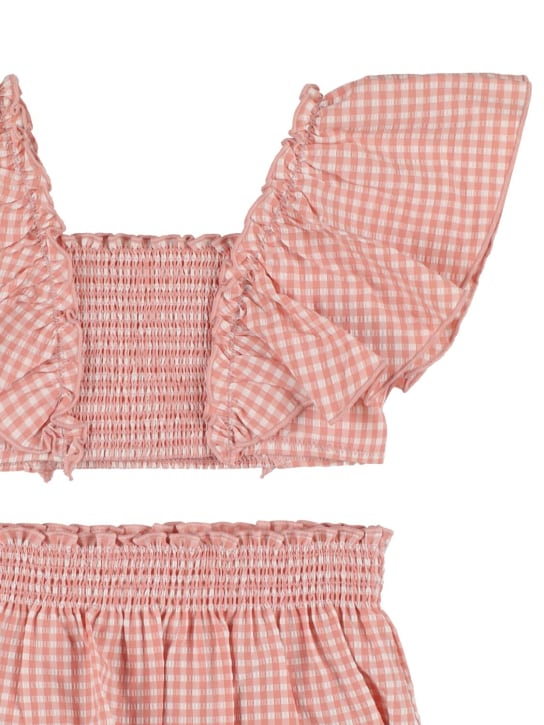 Konges Sløjd: Ruffled nylon bikini set - Pink/White - kids-girls_1 | Luisa Via Roma