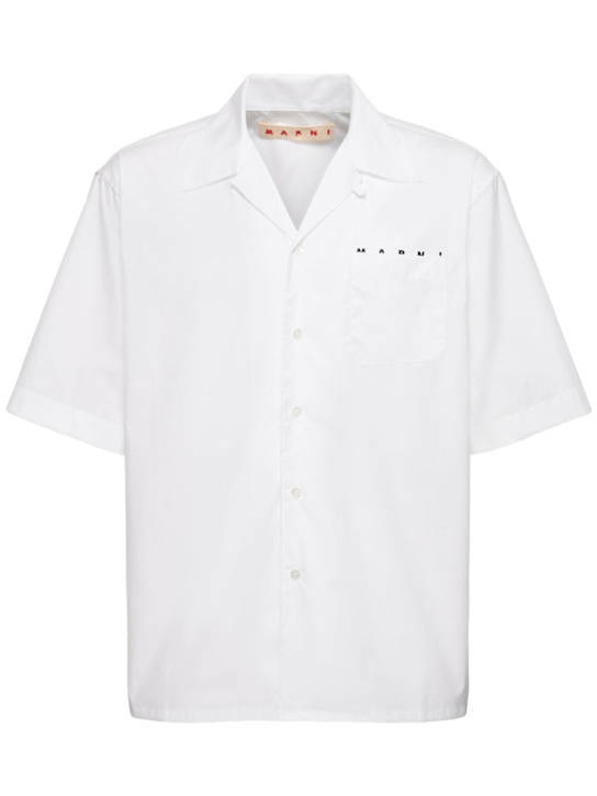 Marni: Logo cotton poplin boxy s/s shirt - men_0 | Luisa Via Roma