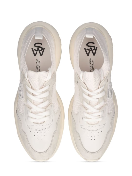 Stuart Weitzman: 5050科技织物&皮革运动鞋 - 白色 - women_5 | Luisa Via Roma