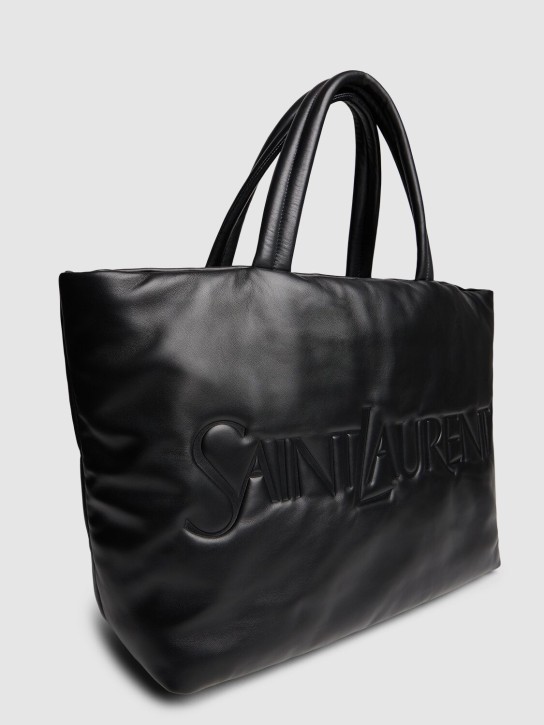 Saint Laurent: Saint Laurent leather tote bag - Siyah - men_1 | Luisa Via Roma