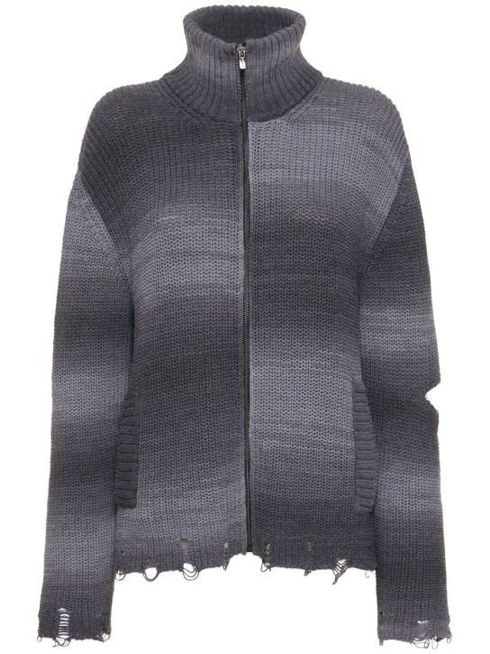 A Paper Kid: Unisex striped knitted jacket - Black - women_0 | Luisa Via Roma