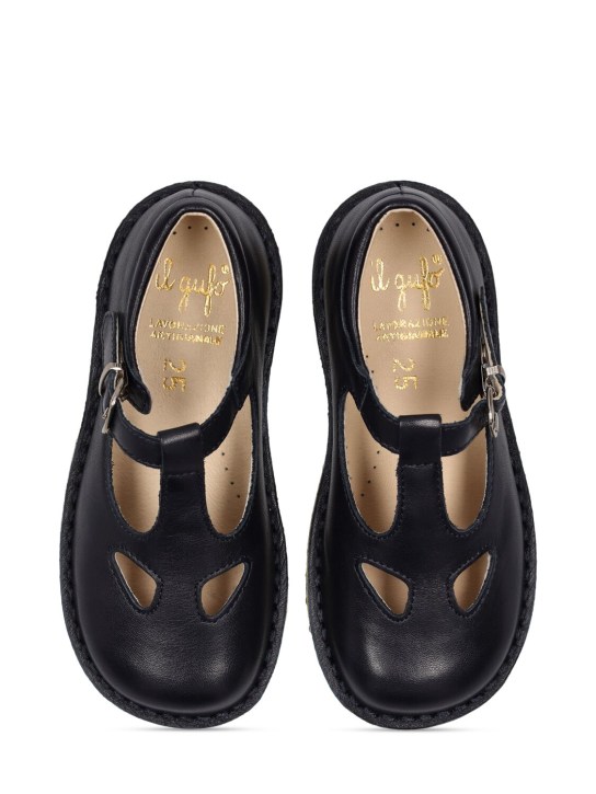 Il Gufo: Leather sandals - Black - kids-girls_1 | Luisa Via Roma
