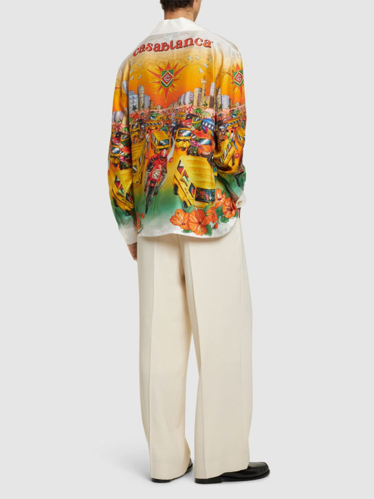 Casablanca: Traffic print silk shirt - Multicolor - men_1 | Luisa Via Roma