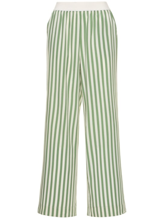 Weworewhat: Pantalones anchos de jersey stretch - Blanco/Verde - women_0 | Luisa Via Roma