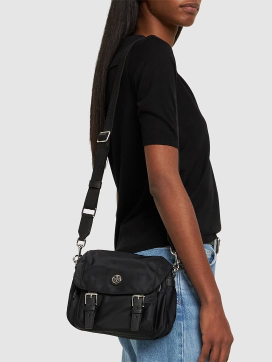 Tory Burch: Small recycled nylon messenger bag - Black - women_1 | Luisa Via Roma