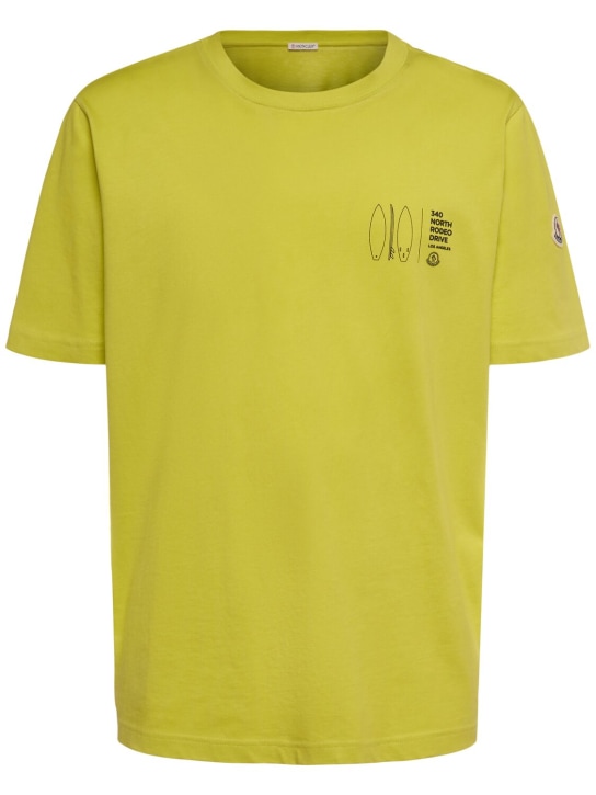 Moncler: Printed cotton t-shirt - Yellow - men_0 | Luisa Via Roma