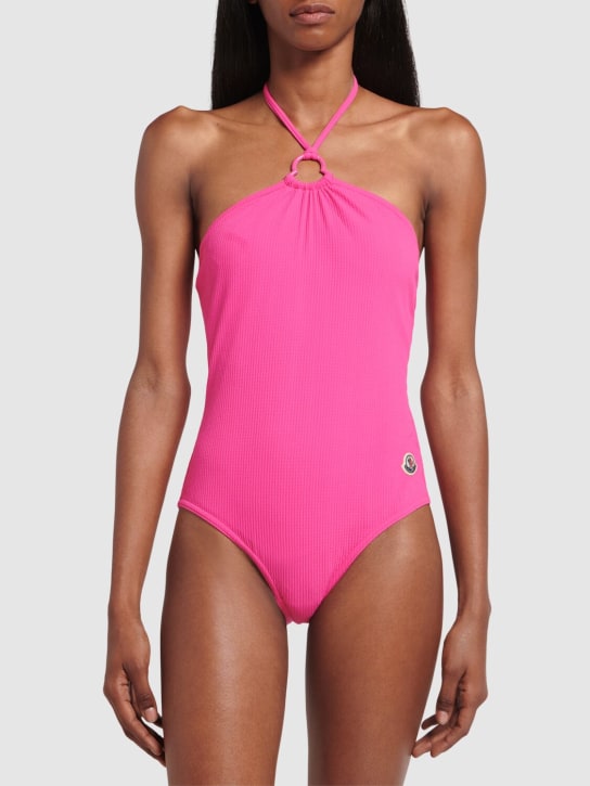 Moncler: Jersey one piece swimsuit - Fuchsia - women_1 | Luisa Via Roma