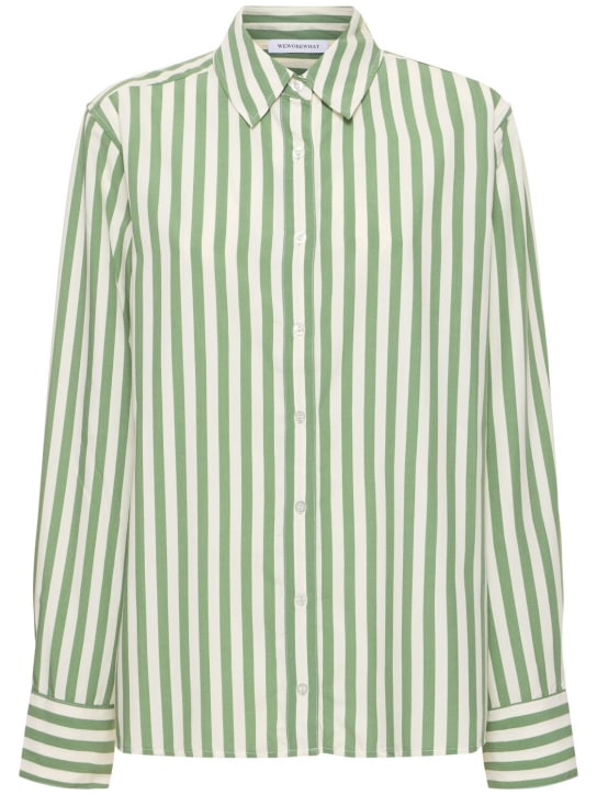 Weworewhat: Dani striped shirt - White/Green - women_0 | Luisa Via Roma