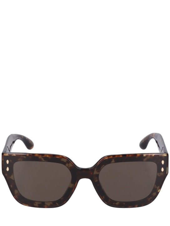 Isabel Marant: Maxi temple squared acetate sunglasses - Havana/Grey - women_0 | Luisa Via Roma